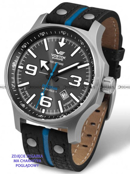 Pasek skórzany do zegarka Vostok Expedition North Pole - 24 mm czarny