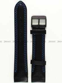 Pasek skórzany czarny z niebieską nicią do zegarka Vostok Europe N-1 Rocket 2426-2254191 - 22 mm