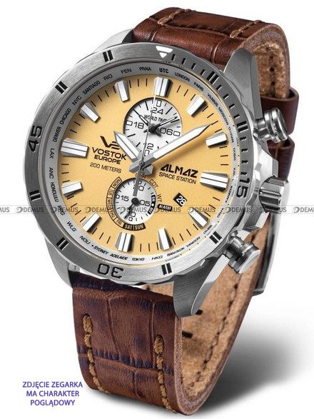 Pasek skórzany do zegarka Vostok Europe Almaz YM8J-320A655 - 22 mm