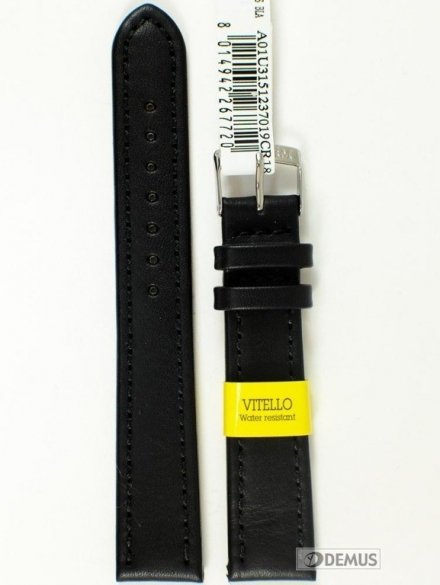 Pasek do zegarka wodoodporny skórzany - Morellato U3151237019 18mm czarny